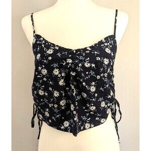 Abound Crop Cami Tank Top Adjustable Straps Gathered Sides  Size L